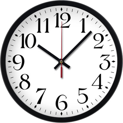 Coslife Wanduhr, 30,5 cm, große Zahlen, geräuschlos, Quarz, (schwarz, weiß)
