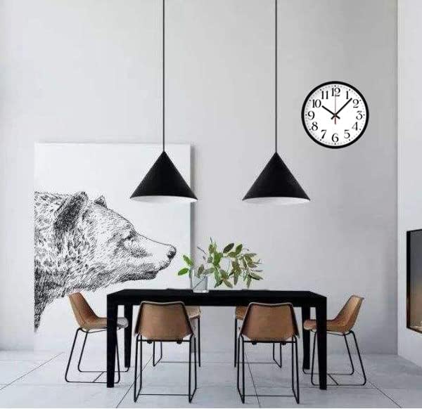 Coslife Wanduhr, 30,5 cm, große Zahlen, geräuschlos, Quarz, (schwarz, weiß)