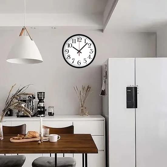 Coslife Wanduhr, 30,5 cm, große Zahlen, geräuschlos, Quarz, (schwarz, weiß)