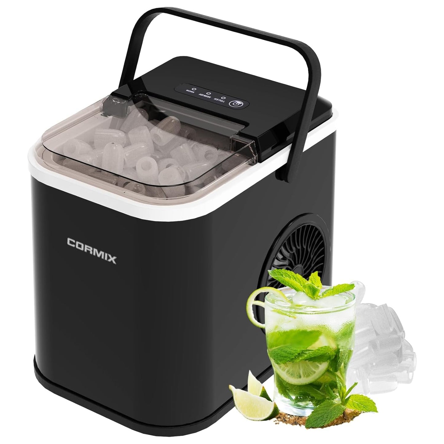 Cormix Eiswürfelmaschine, Ice Maker 120W Eiswürfelbereiter Klein, 12kg/24h,