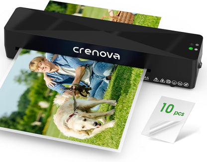 Crenova Laminiermaschine mit 10 Laminierblättern, A4 Heiß & Kalt mit Fast Warm Technologie,