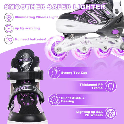 Caroma Verstellbare Inline-Skates L  für Mädchen und Jungen,