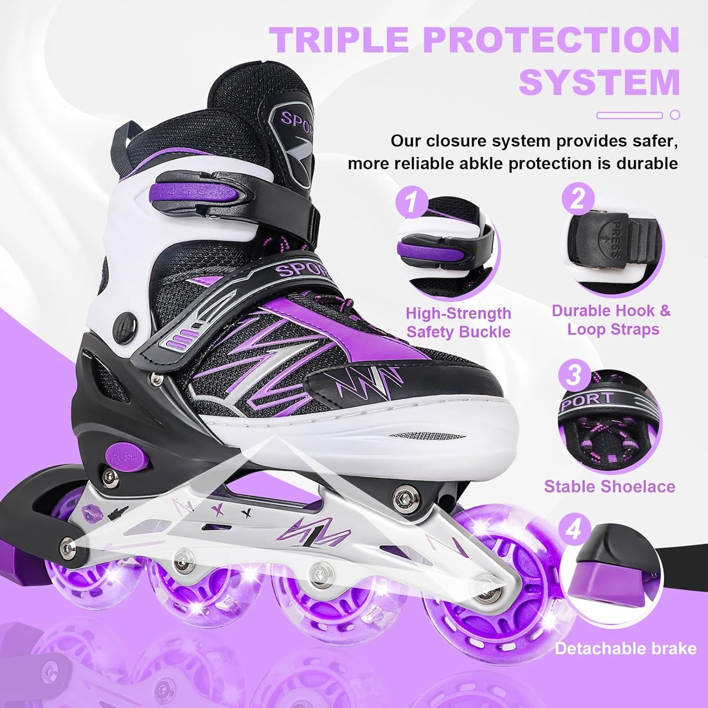 Caroma Verstellbare Inline-Skates L  für Mädchen und Jungen,