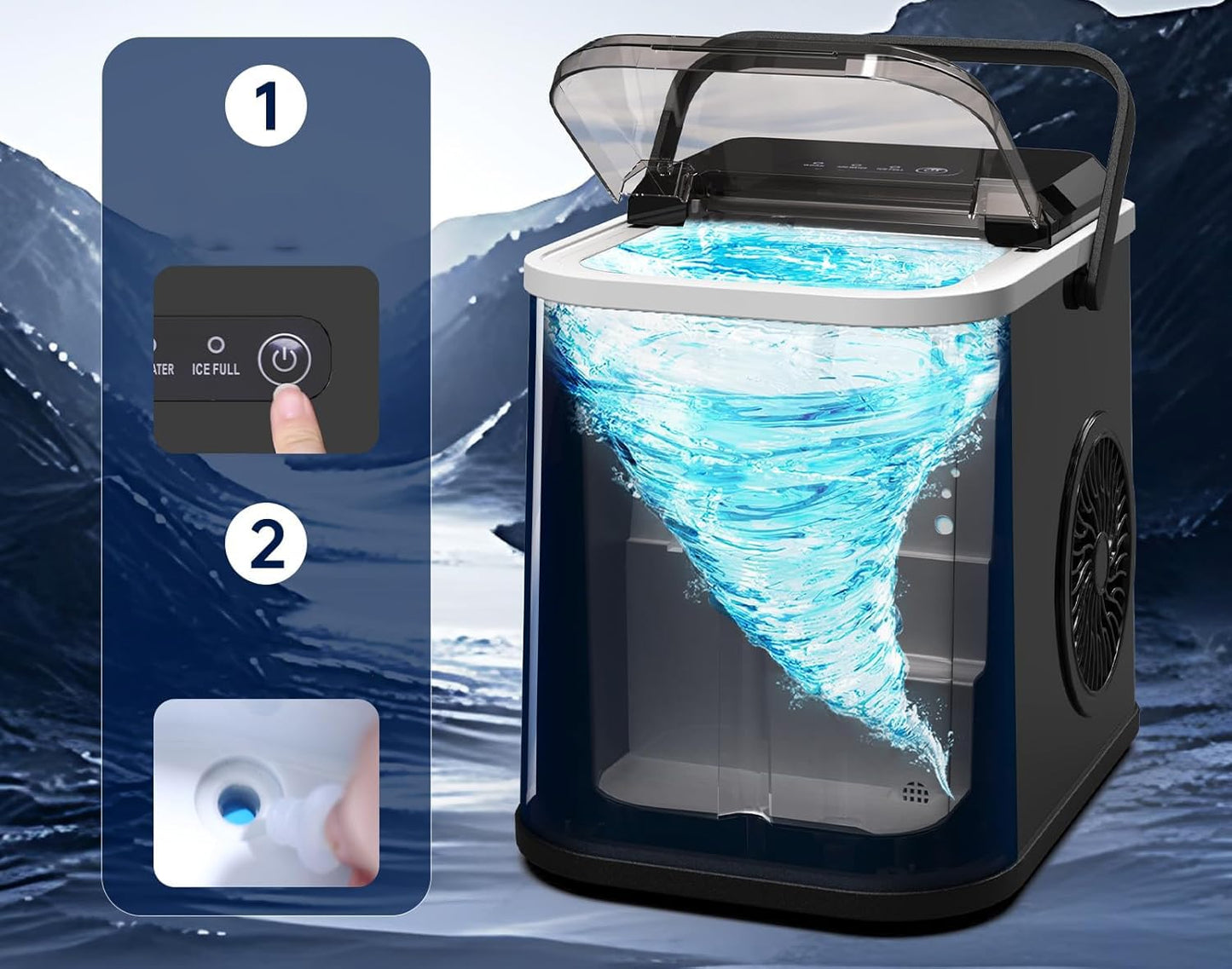 Cormix Eiswürfelmaschine, Ice Maker 120W Eiswürfelbereiter Klein, 12kg/24h,