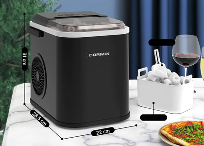 Cormix Eiswürfelmaschine, Ice Maker 120W Eiswürfelbereiter Klein, 12kg/24h,