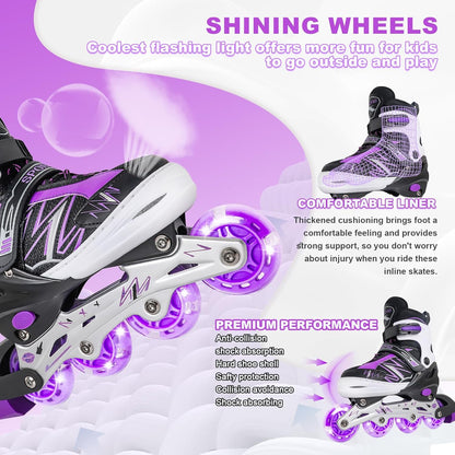 Caroma Verstellbare Inline-Skates L  für Mädchen und Jungen,
