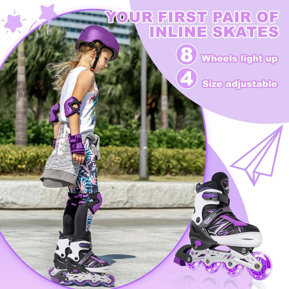 Caroma Verstellbare Inline-Skates L  für Mädchen und Jungen,