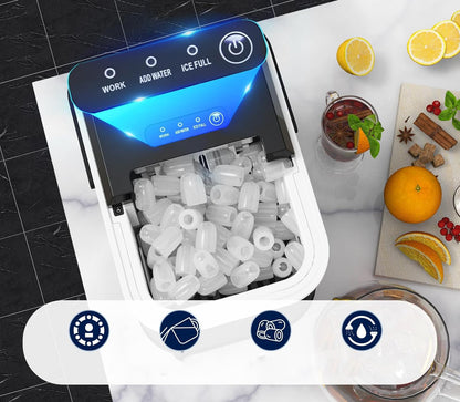 Cormix Eiswürfelmaschine, Ice Maker 120W Eiswürfelbereiter Klein, 12kg/24h,