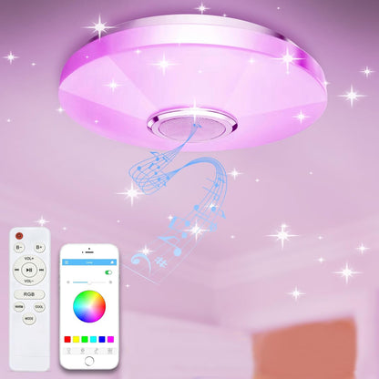 CGSGDK 36W Dimmbare LED Deckenleuchte mit Fernbedienung und Bluetooth Lautsprecher