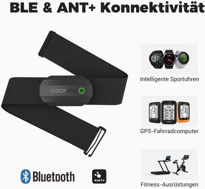 COOSPO H808S Brustgurt Pulsmesser ANT+/Bluetooth Herzfrequenzmesser Sensor