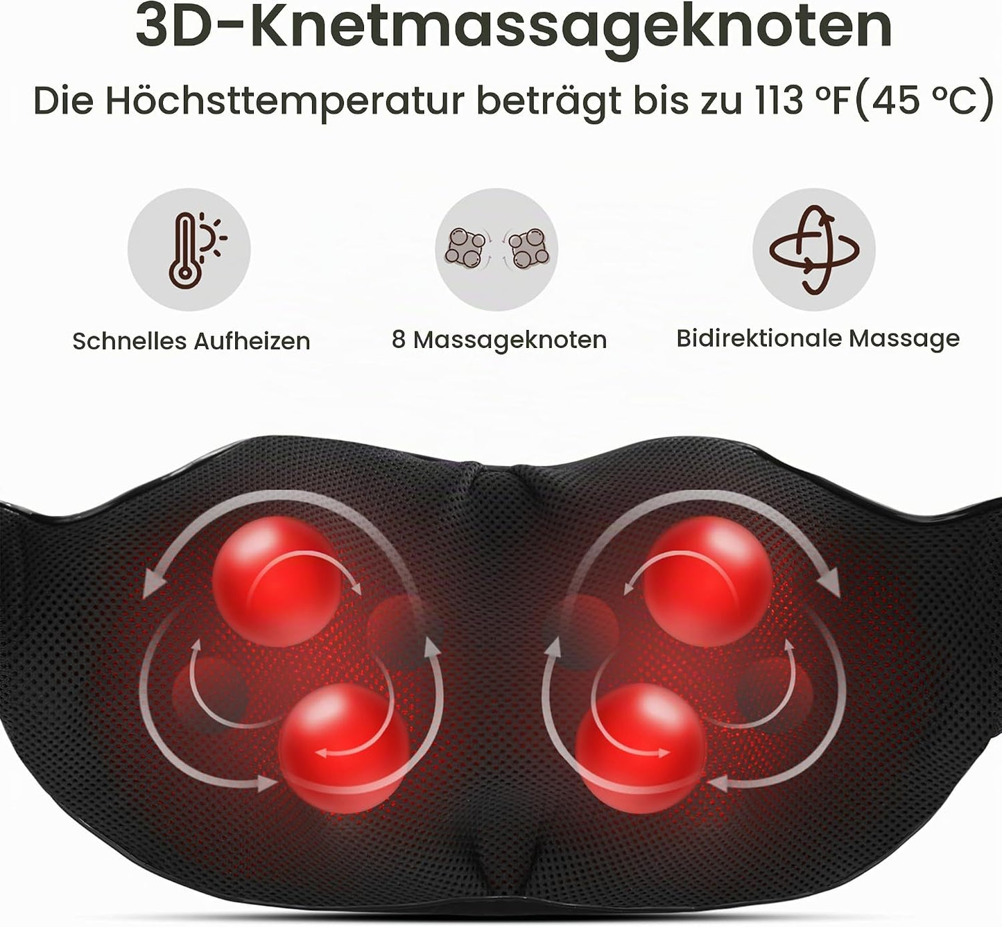 Nackenmassagegerät Schulter mit Wärme, Elektrisches mit 3D-Rotation Massage