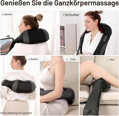Nackenmassagegerät Schulter mit Wärme, Elektrisches mit 3D-Rotation Massage