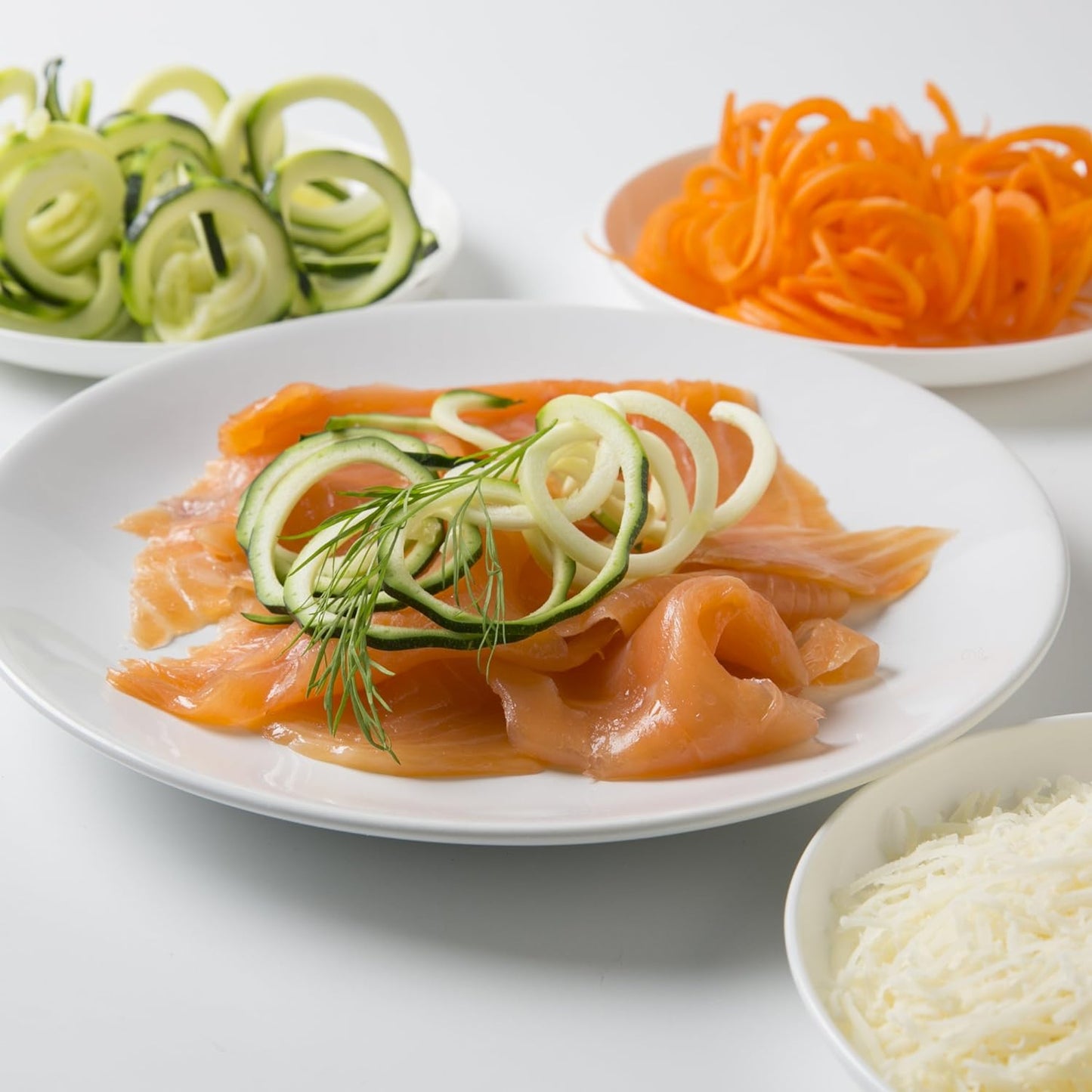Cuisique Premium-Spiralschneider, Gemüseschneider  vielseitiger 8-in-1-Lebensmittelschneider (weiß)