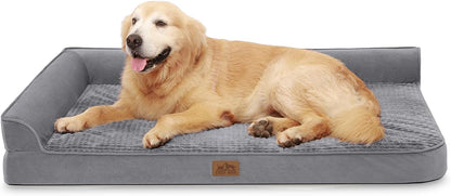 COZY KISS Orthopädisches Hundebett, 19cm Dicke Hundesofa für Mittelgroße Hunde, Abnehmbar und Waschbar Hundecouch, rutschfeste Unterseite, Wasserdichtes Innenfutter (Gris-L-Type, XL(122 * 81 * 19CM))