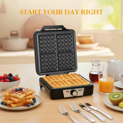Cozary Waffeleisen Belgische Waffel, 4-Scheiben 1200W Schnelle und Stabile Wärme