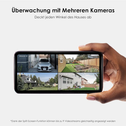 CZEview 2K 3MP Überwachungskamera Solar, Kabellos, 360° PTZ  (2K Weiß)