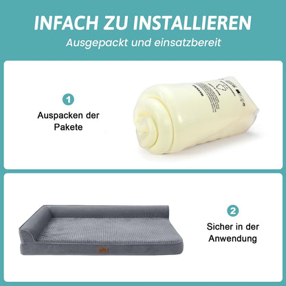 COZY KISS Orthopädisches Hundebett, 19cm Dicke Hundesofa für Mittelgroße Hunde, Abnehmbar und Waschbar Hundecouch, rutschfeste Unterseite, Wasserdichtes Innenfutter (Gris-L-Type, XL(122 * 81 * 19CM))