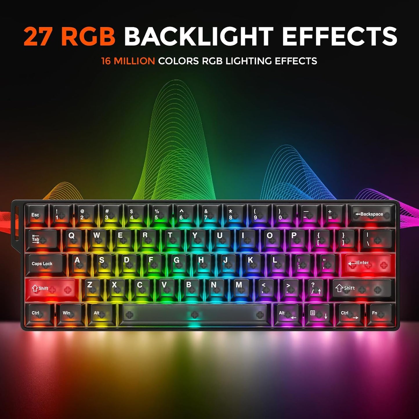 DAREU COOL60 8K Hz Rapid Trigger Magnetic Gaming Tastatur, 60% Wired,15 RGB Modes(Schwarz)