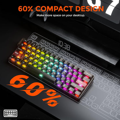 DAREU COOL60 8K Hz Rapid Trigger Magnetic Gaming Tastatur, 60% Wired,15 RGB Modes(Schwarz)