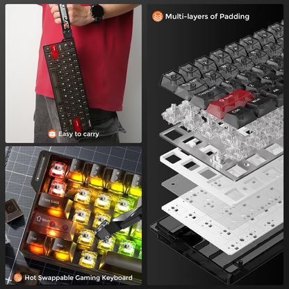 DAREU COOL60 8K Hz Rapid Trigger Magnetic Gaming Tastatur, 60% Wired,15 RGB Modes(Schwarz)