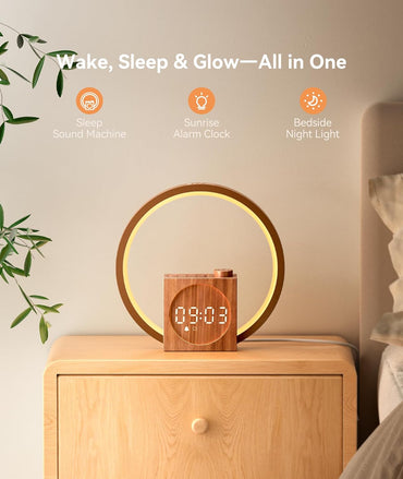 Dreamegg Nachttischlampe Touch, Tageslichtwecker mit USB Ladefunktion Dimmbare