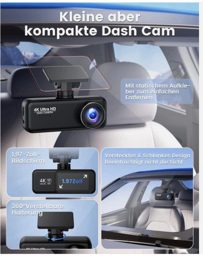 V31 Dashcam 4K+1080p Auto Wlan G-Sensor Dual Cam DVR KFZ Parküberwachung
