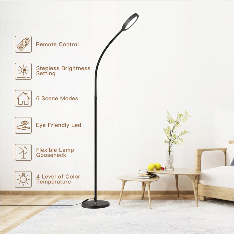 Dodocool Task Stehleuchte mit fernverstellbarem LED-Stehlicht Schwarz