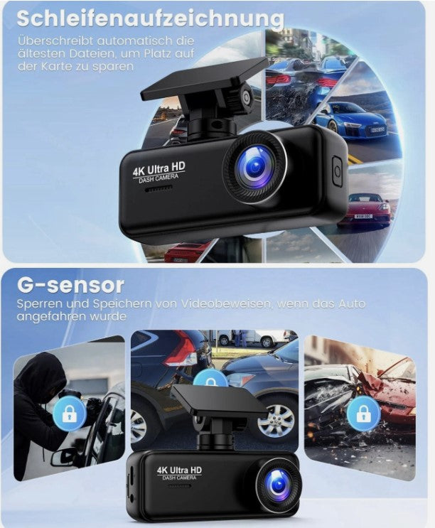 Dashcam V31  4K+1080p Auto Wlan G-Sensor Dual Cam DVR KFZ Parküberwachung