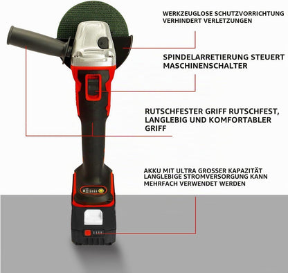 DogChrymion Akku-Winkelschleifer 18–21V, kompatibel mit Makita 18V Akkus bürstenlos
