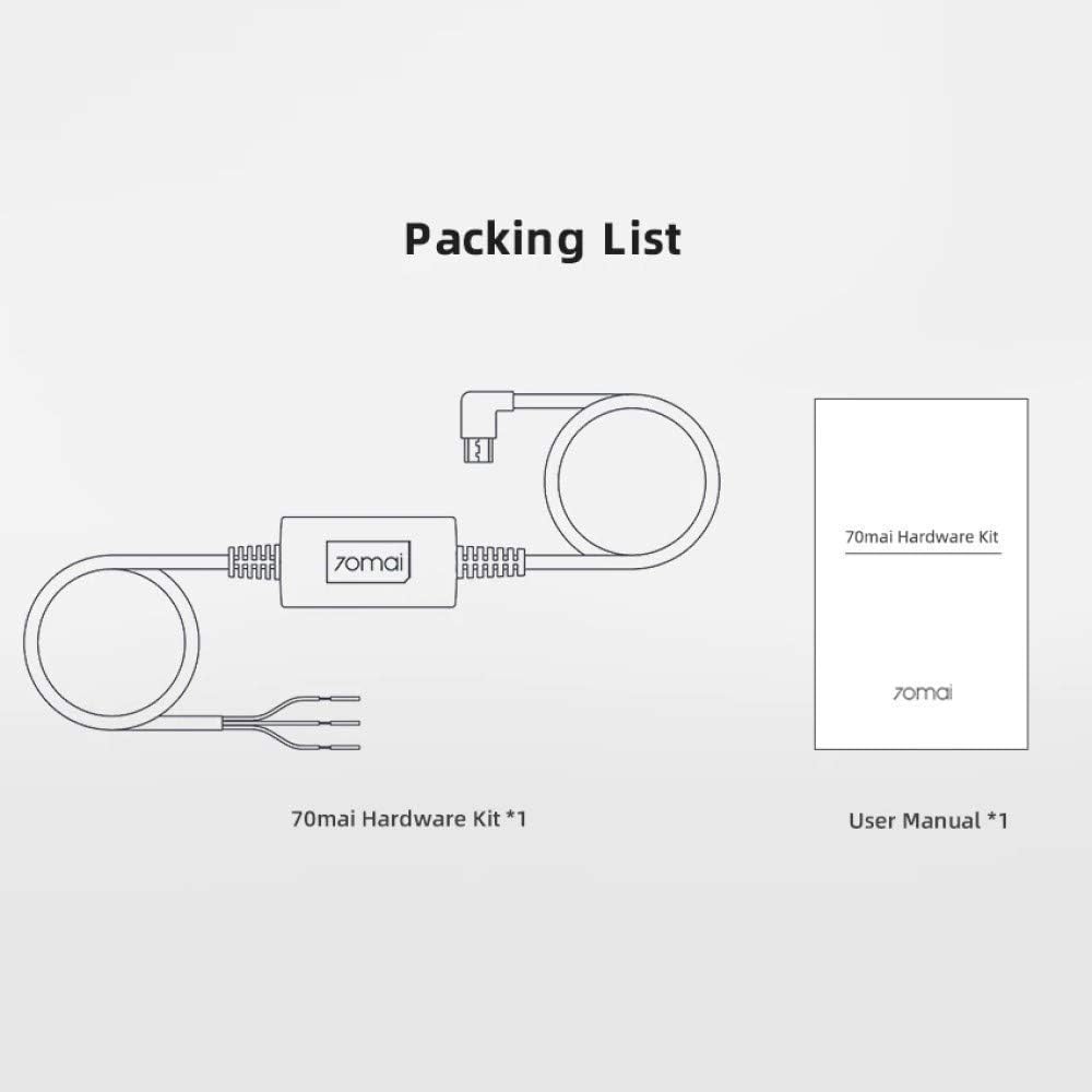 Kit de câblage pour Dash Cam 70mai UP02 | Alimentation 12v-30v à 5v | Station de charge Ensemble de câbles 3 m | 5A | Adaptateur micro USB | Accessoires auto pour Dashcam Auto | Câble de charge pour appareil photo 70mai | Acc, VCC+, GND-