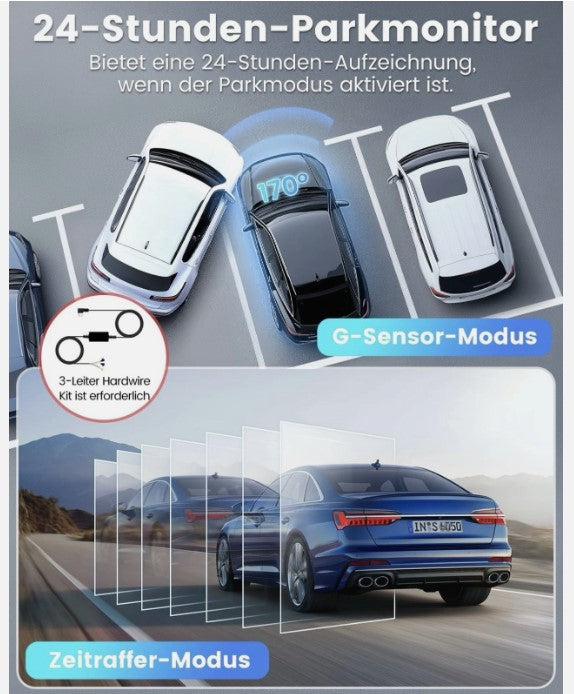 V31 Dashcam 4K+1080p Auto Wlan G-Sensor Dual Cam DVR KFZ Parküberwachung