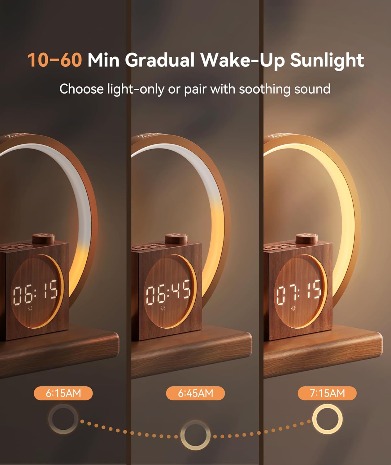 Dreamegg Nachttischlampe Touch, Tageslichtwecker mit USB Ladefunktion Dimmbare