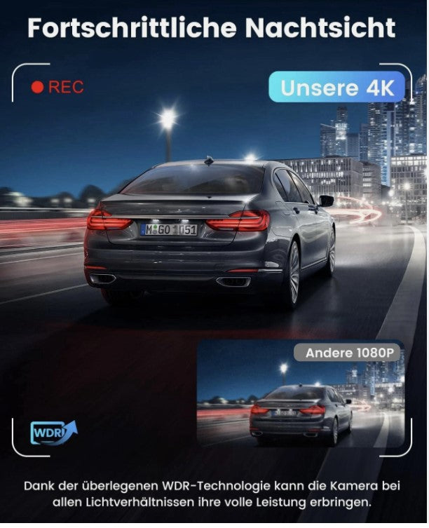 Dashcam V31  4K+1080p Auto Wlan G-Sensor Dual Cam DVR KFZ Parküberwachung
