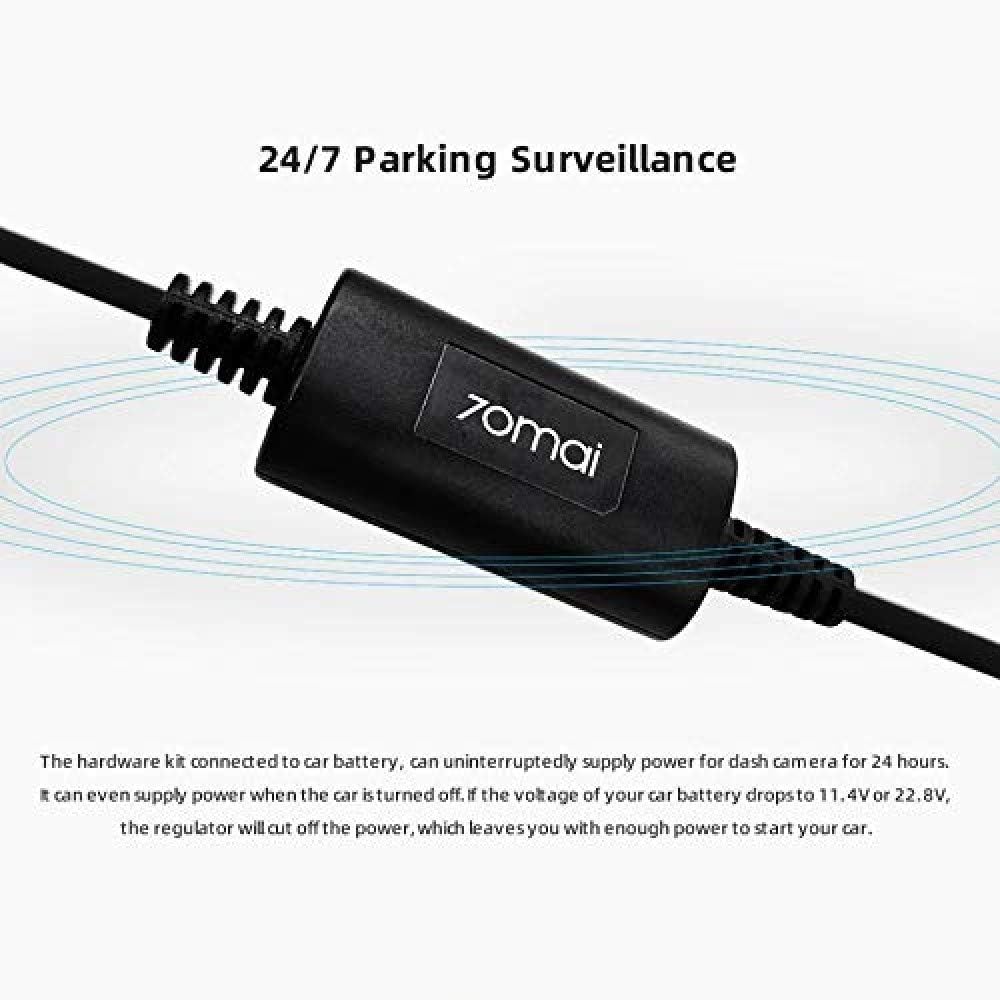Kit de câblage pour Dash Cam 70mai UP02 | Alimentation 12v-30v à 5v | Station de charge Ensemble de câbles 3 m | 5A | Adaptateur micro USB | Accessoires auto pour Dashcam Auto | Câble de charge pour appareil photo 70mai | Acc, VCC+, GND-