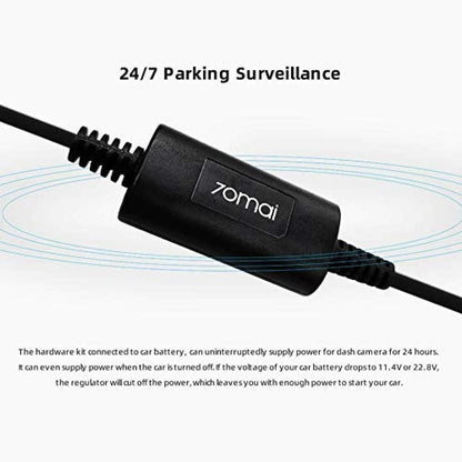 Kit de câblage pour Dash Cam 70mai UP02 | Alimentation 12v-30v à 5v | Station de charge Ensemble de câbles 3 m | 5A | Adaptateur micro USB | Accessoires auto pour Dashcam Auto | Câble de charge pour appareil photo 70mai | Acc, VCC+, GND-