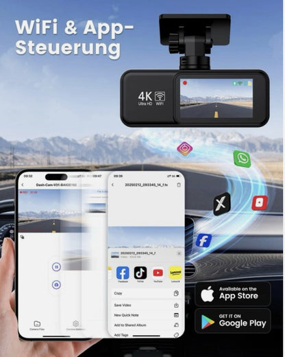 Dashcam V31  4K+1080p Auto Wlan G-Sensor Dual Cam DVR KFZ Parküberwachung