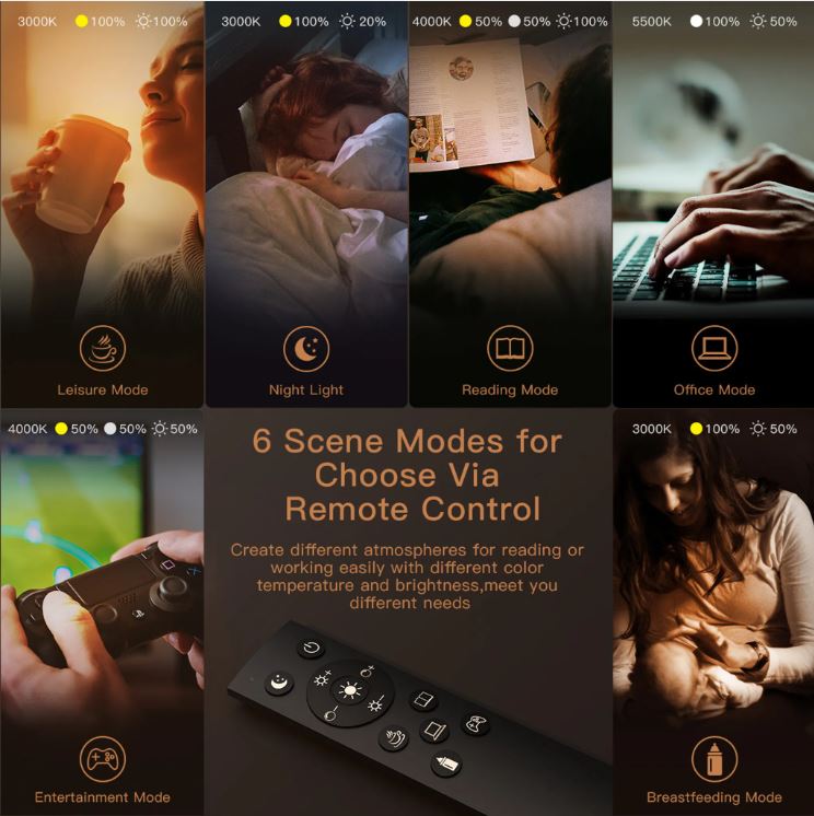 Dodocool Task Stehleuchte mit fernverstellbarem LED-Stehlicht Schwarz