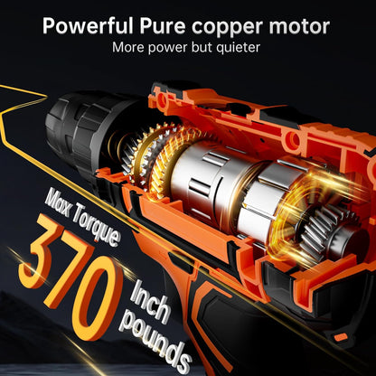 20V Electric Bohrschrauber-Set, machine à bois électrique avec batterie 2,0 Ah et chargeur, Heimbohrmaschine 3/8-Zöll-Schnellspannbohrfutter, 2 Geschwindigkeiten variables, 25+1 positions, 42 pièces Bohrschrauber-Bits/Schrauben für Heimwerker
