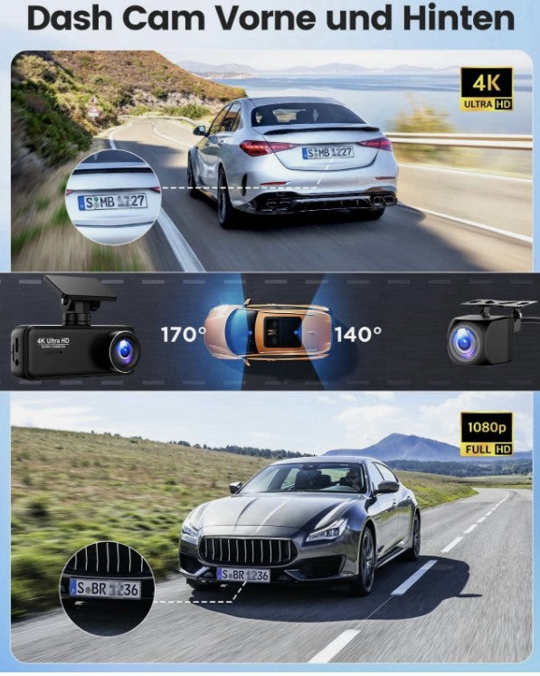 Dashcam V31  4K+1080p Auto Wlan G-Sensor Dual Cam DVR KFZ Parküberwachung