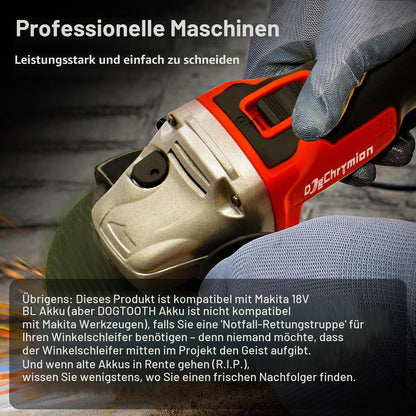 DogChrymion Akku-Winkelschleifer 18–21V, kompatibel mit Makita 18V Akkus bürstenlos