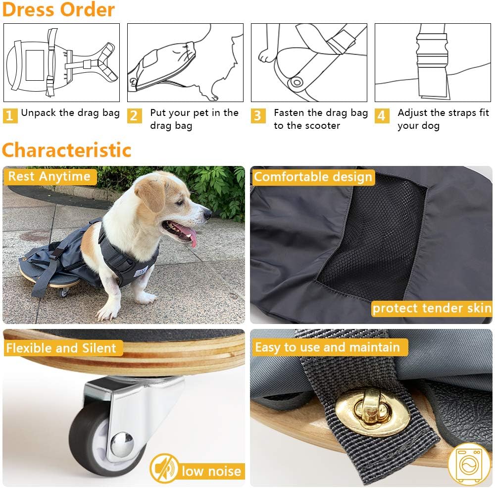 Deryep Rollstuhl für Hinterbeine, gelähmt und schützt Brust und Gliedmaßen