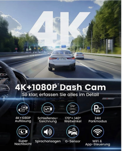 Dashcam V31  4K+1080p Auto Wlan G-Sensor Dual Cam DVR KFZ Parküberwachung