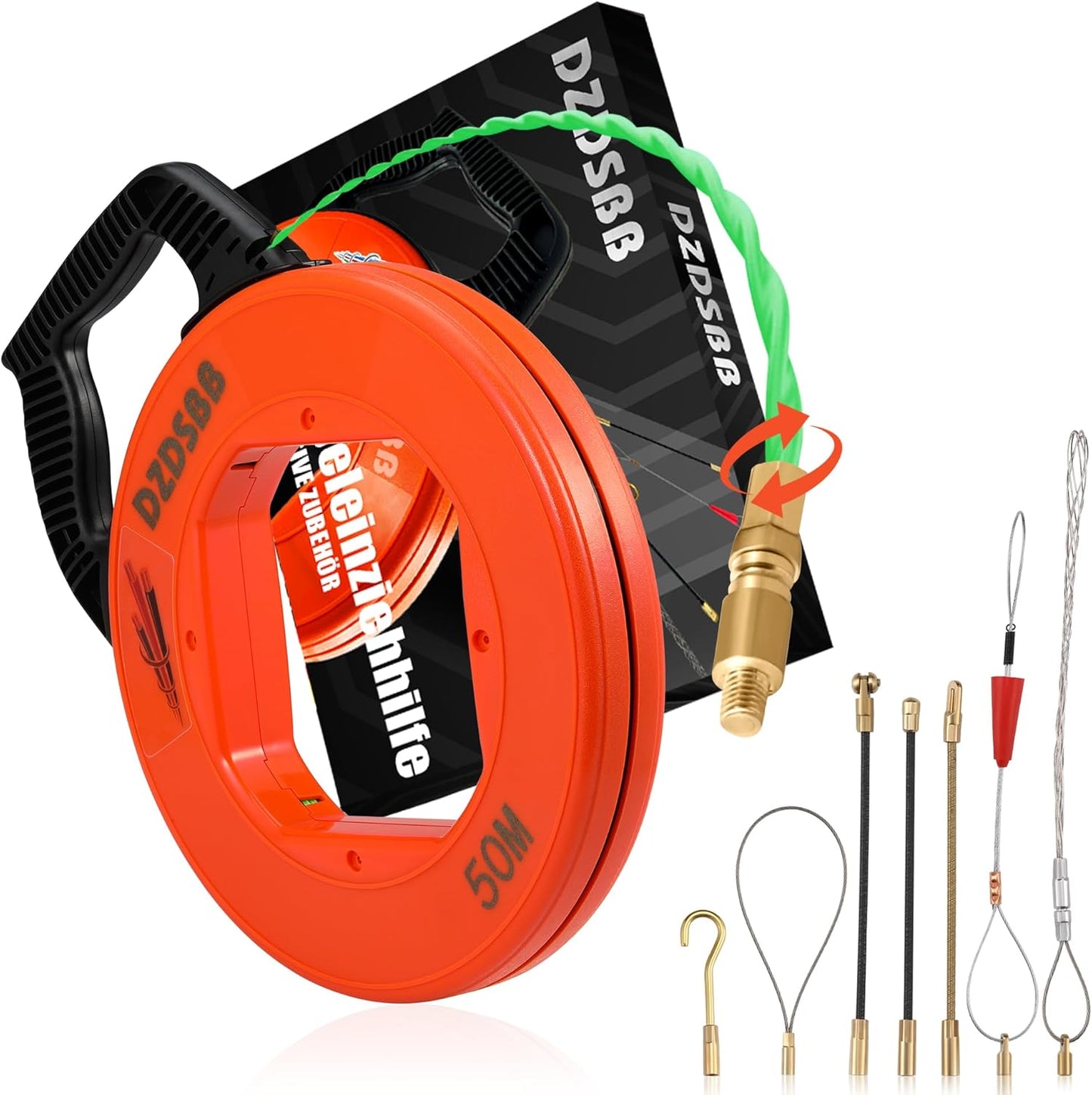 DZDSBB Kabeleinziehhilfe 50m,Einziehspirale 50m,Einziehfeder,Polyester Zugdraht Fish Tape