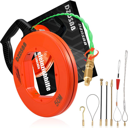 DZDSBB Kabeleinziehhilfe 50m,Einziehspirale 50m,Einziehfeder,Polyester Zugdraht Fish Tape