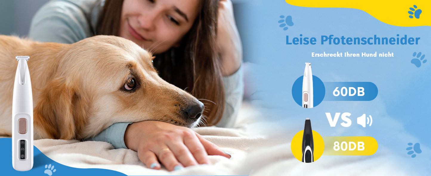 Paw Trim Pro Dr. Pfoten Pfotentrimmer, Hundeschermaschine für Hunde Extra Leise, Hundepfoten Trimmer Mit LED-Licht, Pawtrim pro-Schmerzfreie Pfotenpflege in Sekundenschnelle