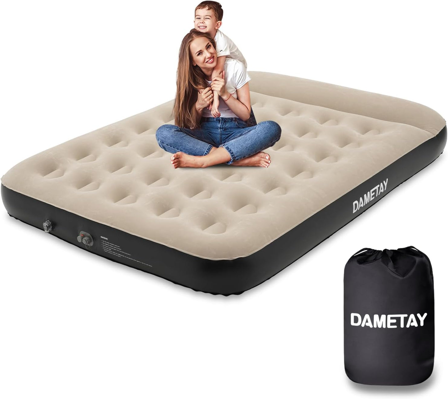 Dametay Luftbett 2 Personen, integriertem Kissen mit Pumpe 191x137cm