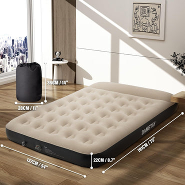 Dametay Luftbett 2 Personen, integriertem Kissen mit Pumpe 191x137cm