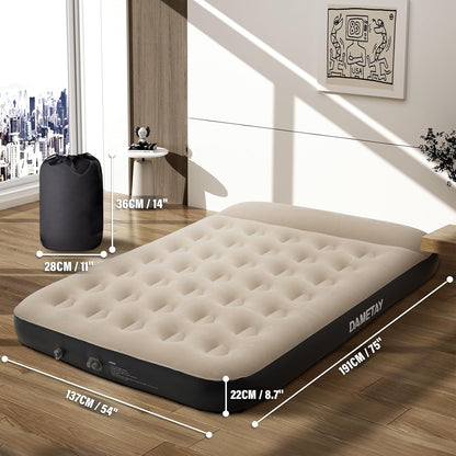Dametay Luftbett 2 Personen, integriertem Kissen mit Pumpe 191x137cm