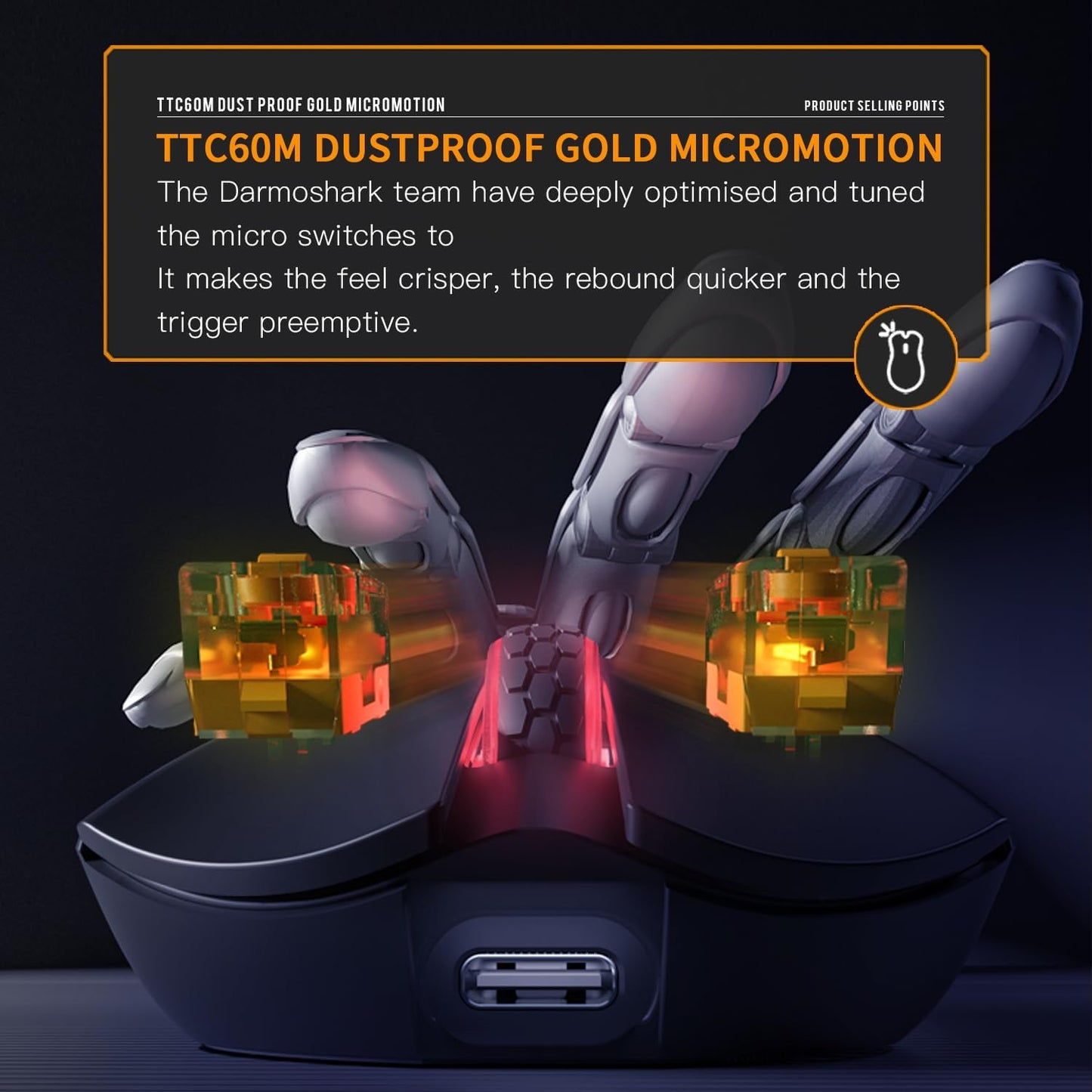 Darmoshark M3 Pro Kabellose Gaming-Maus, Tri-Mode 2,4 GHz/USB-C  8 programmierbare Tasten,