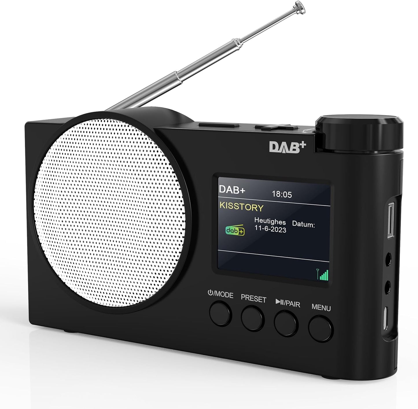 Tragbares DAB+ Radio, UKW-Digitalradio mit Bluetooth 5.1, Küchenradio 2,4" Farbdisplay